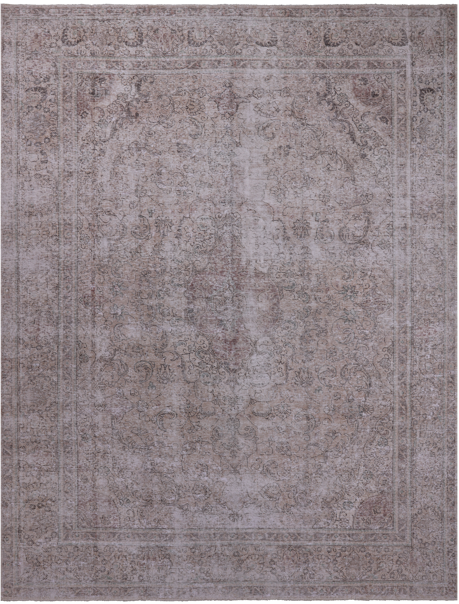 SUPER SALE Ivory Persian Vintage White Wash Handmade Wool Area Rug - 9' 5" X 12' 2"