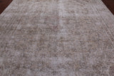 SUPER SALE Ivory Persian Vintage White Wash Handmade Wool Area Rug - 9' 5" X 12' 2"