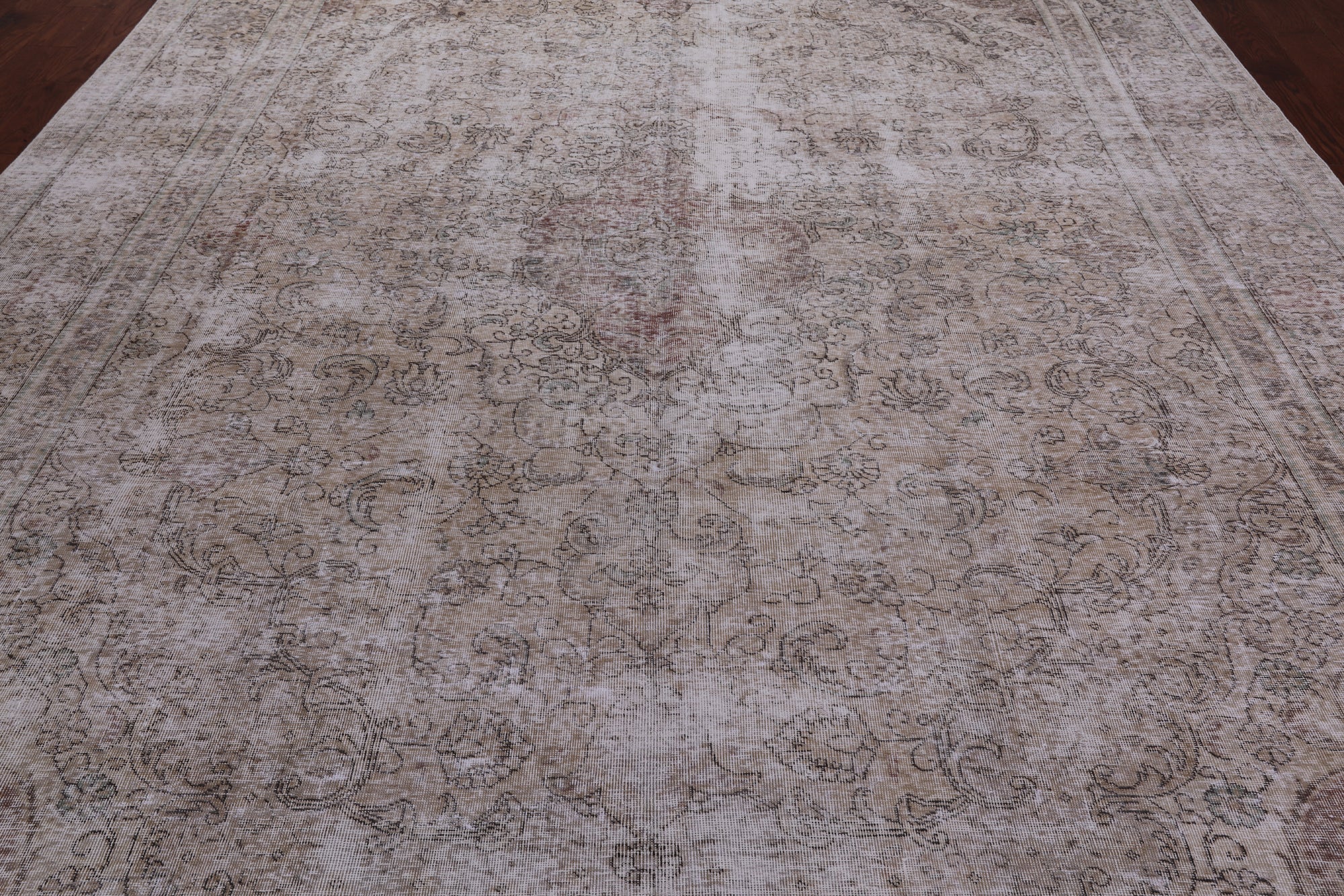 SUPER SALE Ivory Persian Vintage White Wash Handmade Wool Area Rug - 9' 5" X 12' 2"
