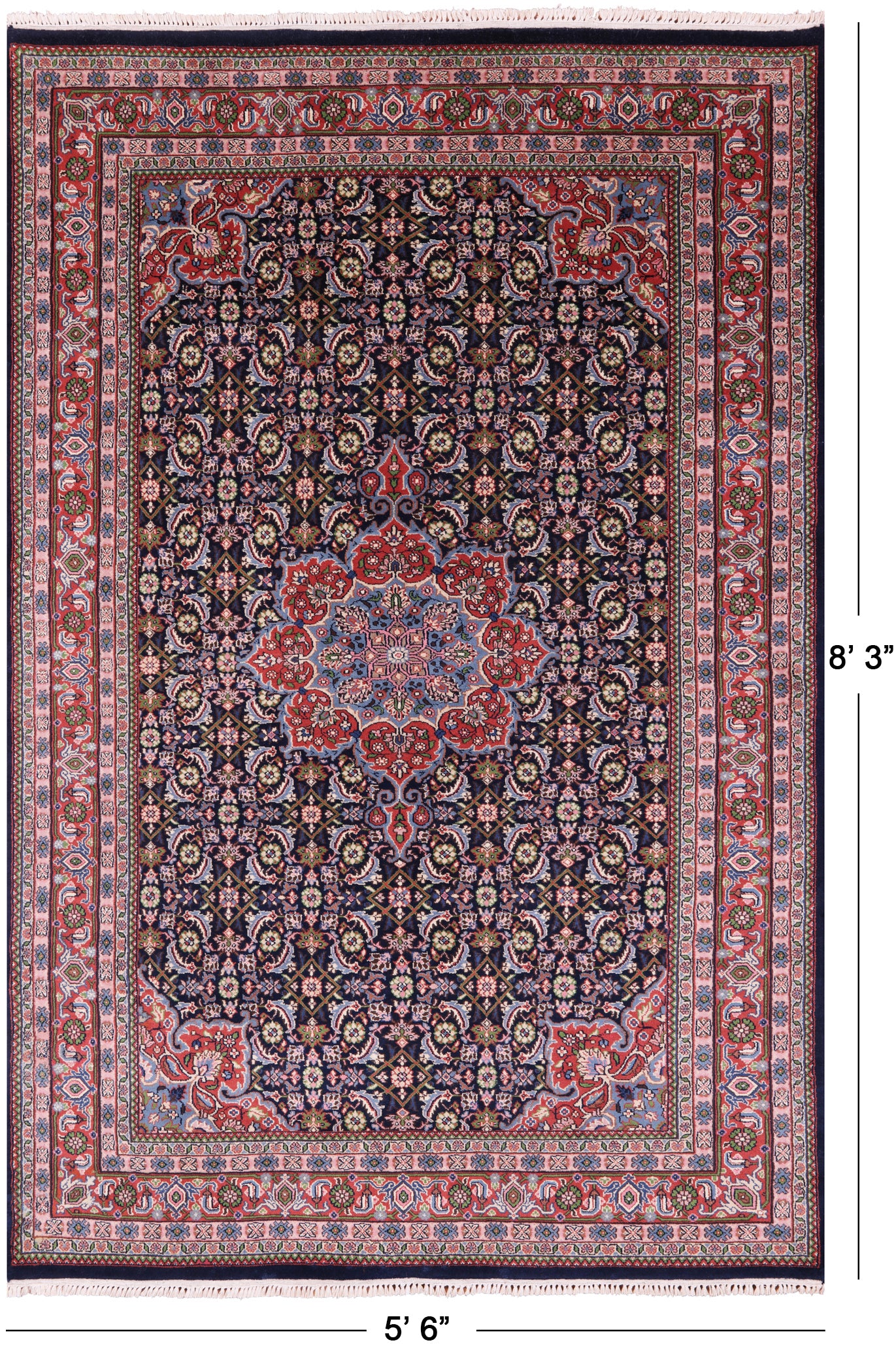 Blue Persian Super Bijar Hand Knotted Wool Rug - 5' 6" X 8' 3" - Golden Nile