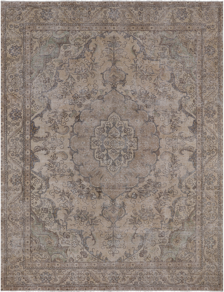 SUPER SALE Persian Vintage White Wash Hand Knotted Wool Area Rug - 9' 5" X 12' 3"