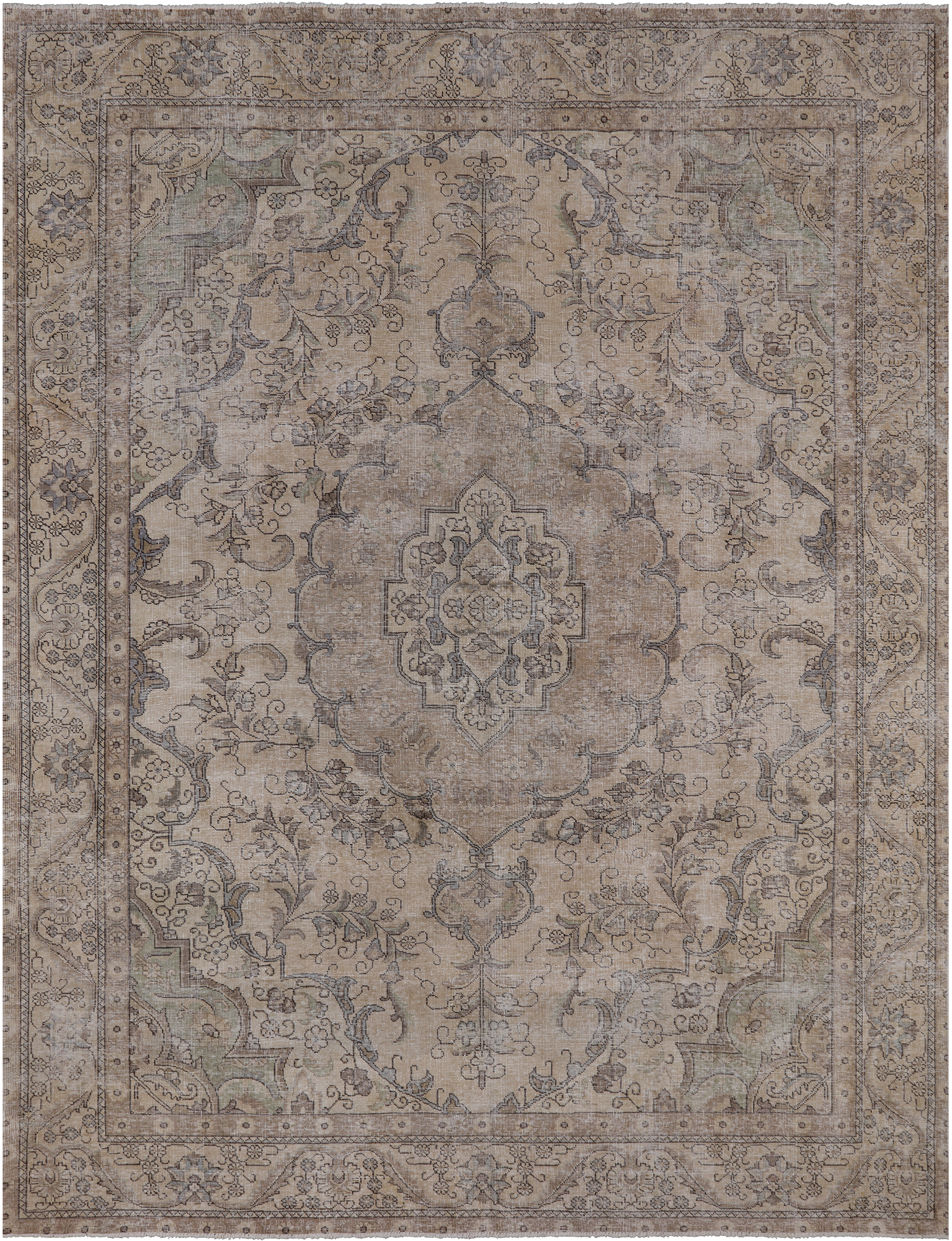 SUPER SALE Persian Vintage White Wash Hand Knotted Wool Area Rug - 9' 5" X 12' 3"