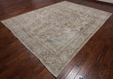 SUPER SALE Persian Vintage White Wash Hand Knotted Wool Area Rug - 9' 5" X 12' 3"