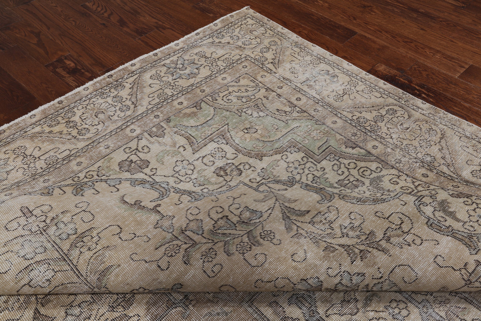 SUPER SALE Persian Vintage White Wash Hand Knotted Wool Area Rug - 9' 5" X 12' 3"