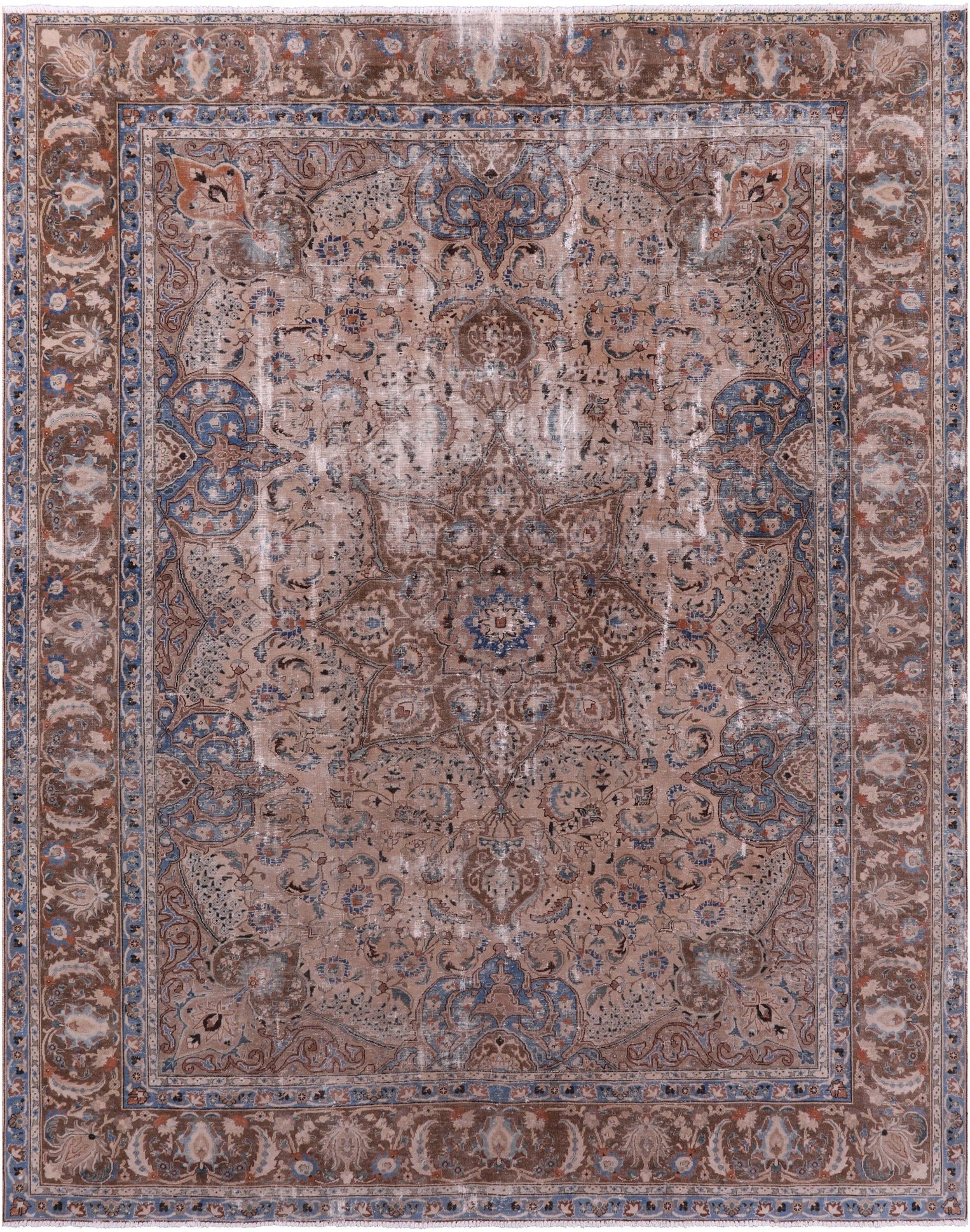 Persian Vintage White Wash Hand-Knotted Wool Rug - 9' 7" X 12' 9" - Golden Nile