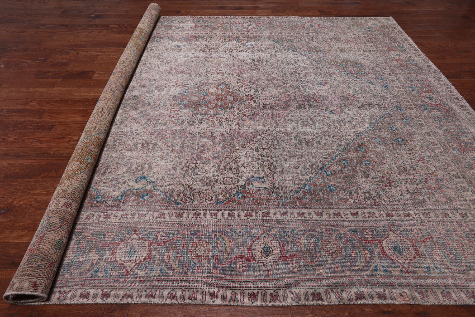 SUPER SALE Ivory Persian Overdyed Hand Knotted Wool Rug - 9' 7" X 11' 10"