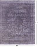 Grey Persian Overdyed Hand Knotted Wool Rug - 9' 8" X 12' 4" - Golden Nile