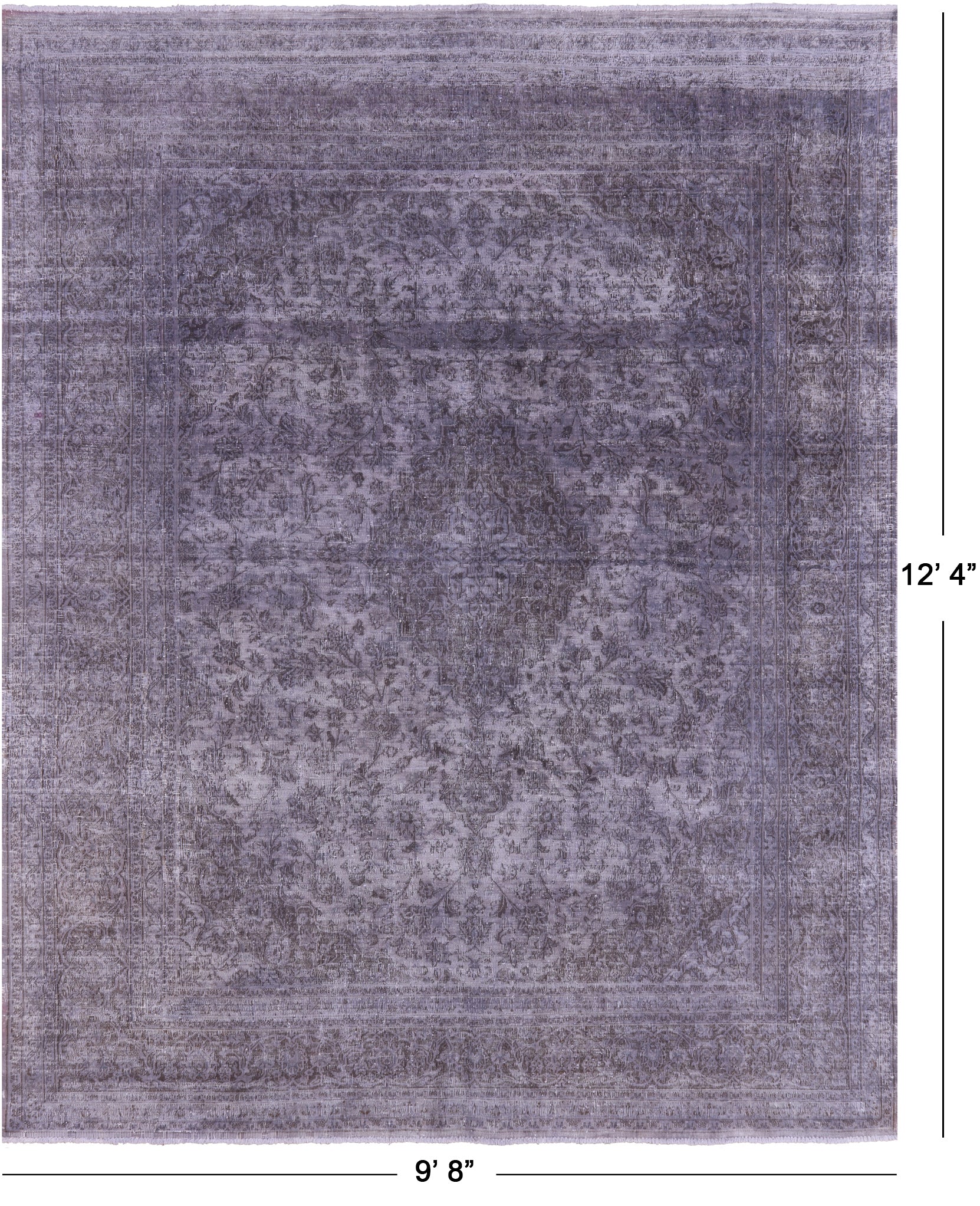 Grey Persian Overdyed Hand Knotted Wool Rug - 9' 8" X 12' 4" - Golden Nile