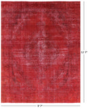 Red Persian Overdyed Hand Knotted Wool Rug - 9' 7" X 12' 7" - Golden Nile