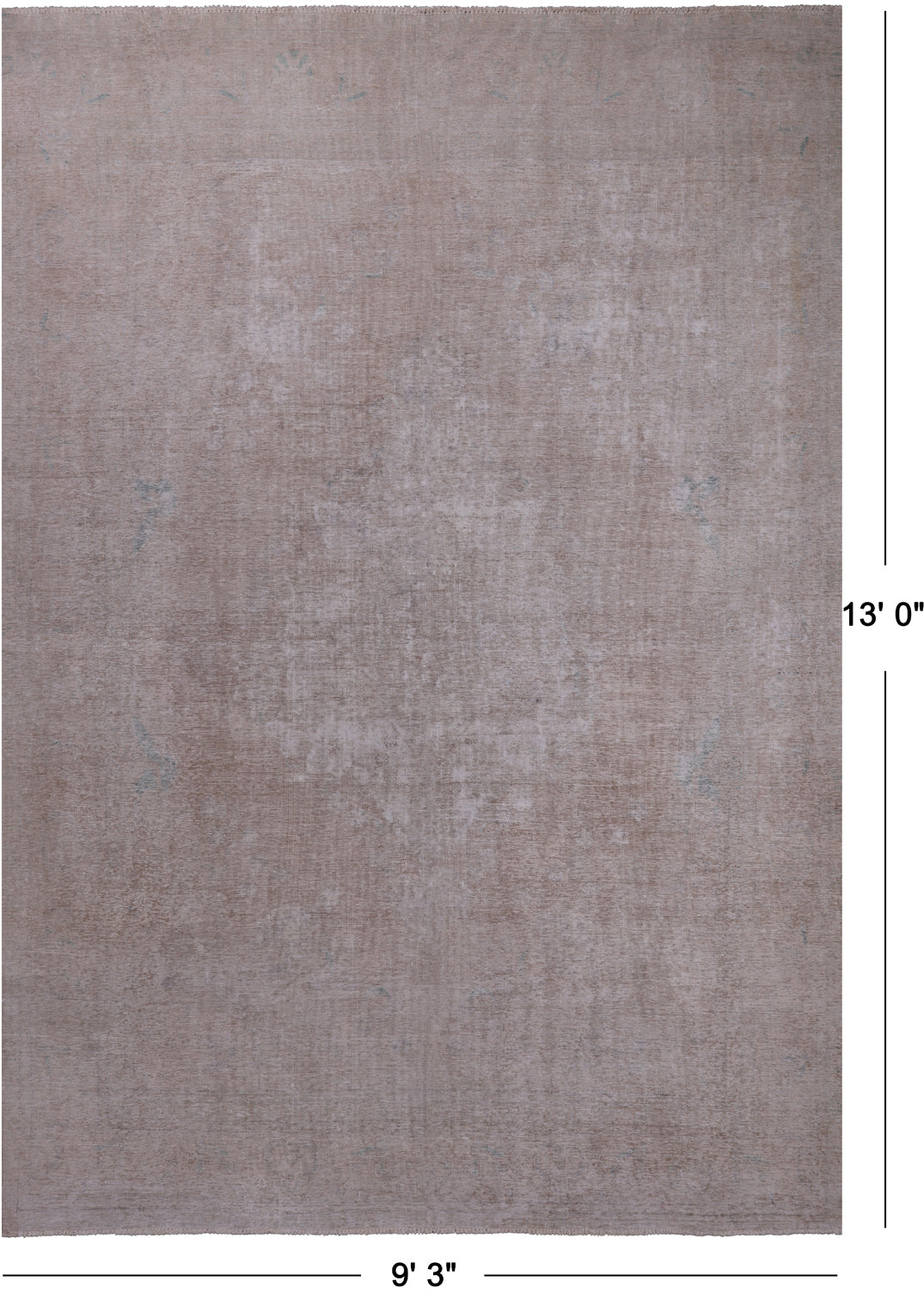 SUPER SALE Ivory Persian Vintage White Wash Hand Knotted Wool Rug - 9' 3" X 13' 0"
