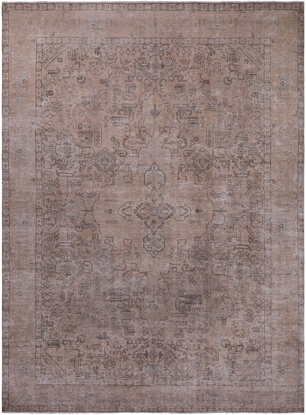 SUPER SALE Ivory Persian Vintage White Wash Hand Knotted Wool Rug - 9' 5" X 12' 10"