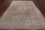 SUPER SALE Ivory Persian Vintage White Wash Hand Knotted Wool Rug - 9' 5" X 12' 10"