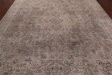 SUPER SALE Ivory Persian Vintage White Wash Hand Knotted Wool Rug - 9' 5" X 12' 10"