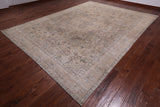 SUPER SALE Ivory Persian Vintage White Wash Hand Knotted Wool Rug - 9' 5" X 12' 10"