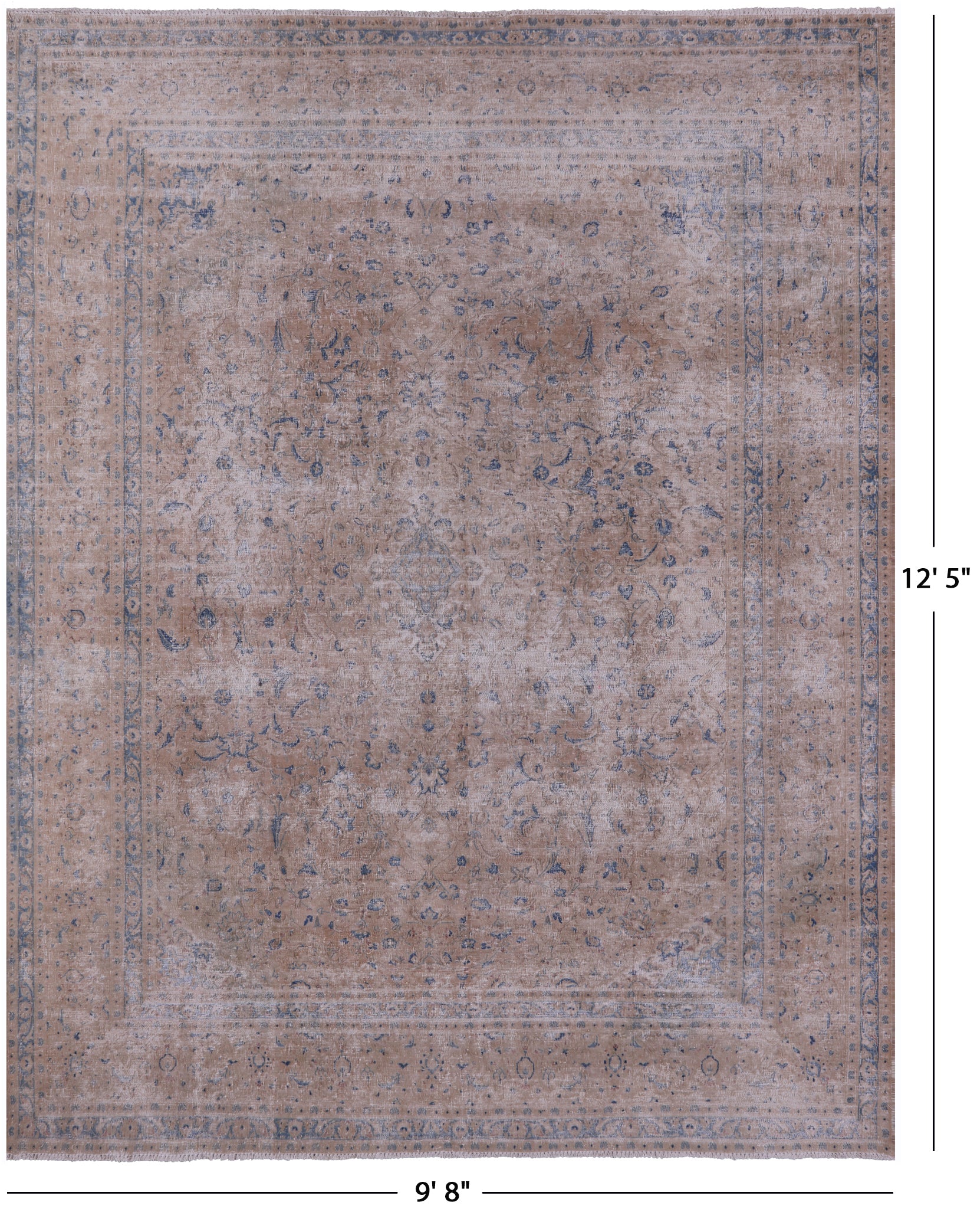 Persian Vintage White Wash Hand Knotted Wool Rug - 9' 8" X 12' 5" - Golden Nile