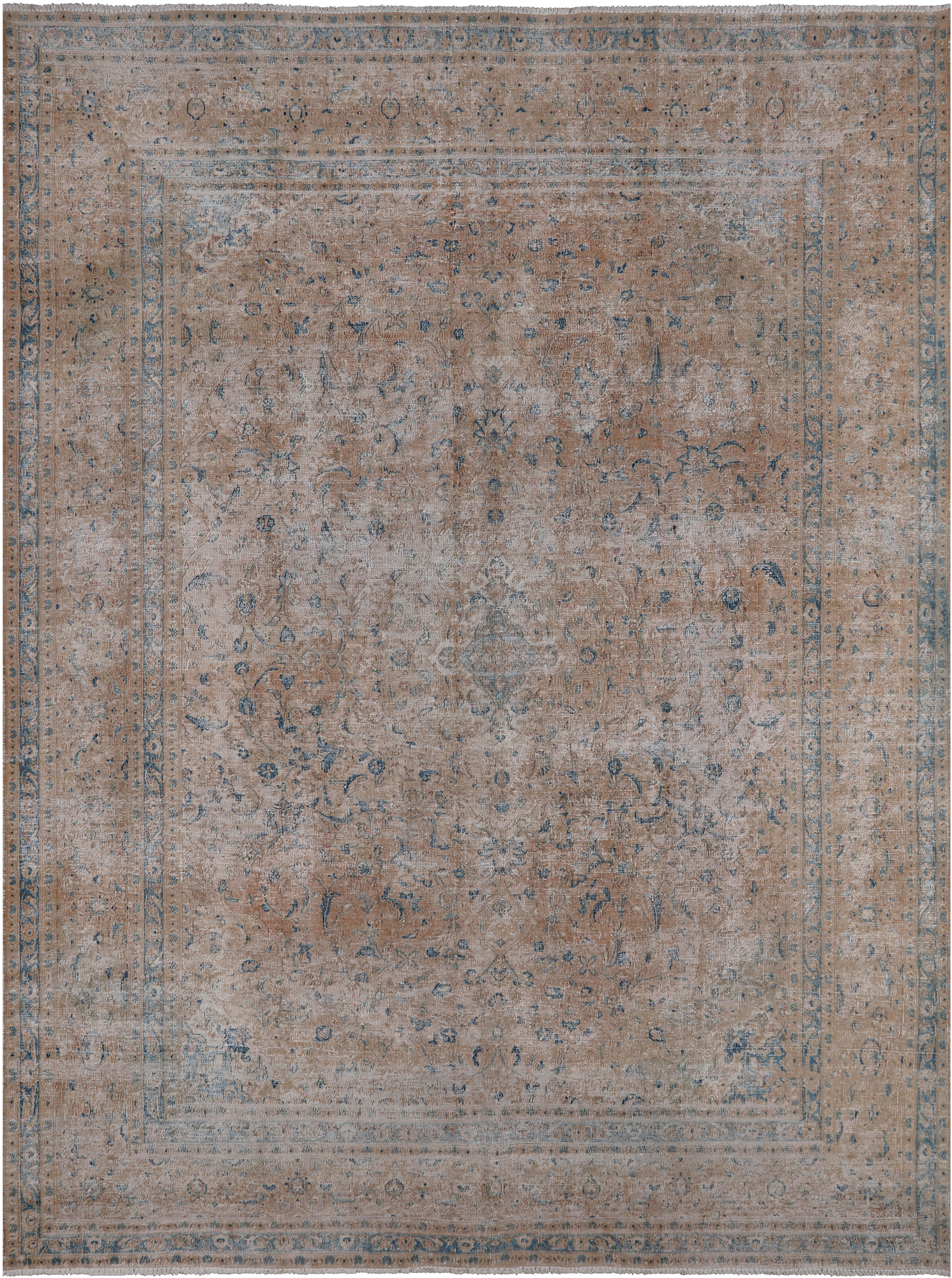 SUPER SALE Persian Vintage White Wash Hand Knotted Wool Rug - 9' 8" X 12' 5"