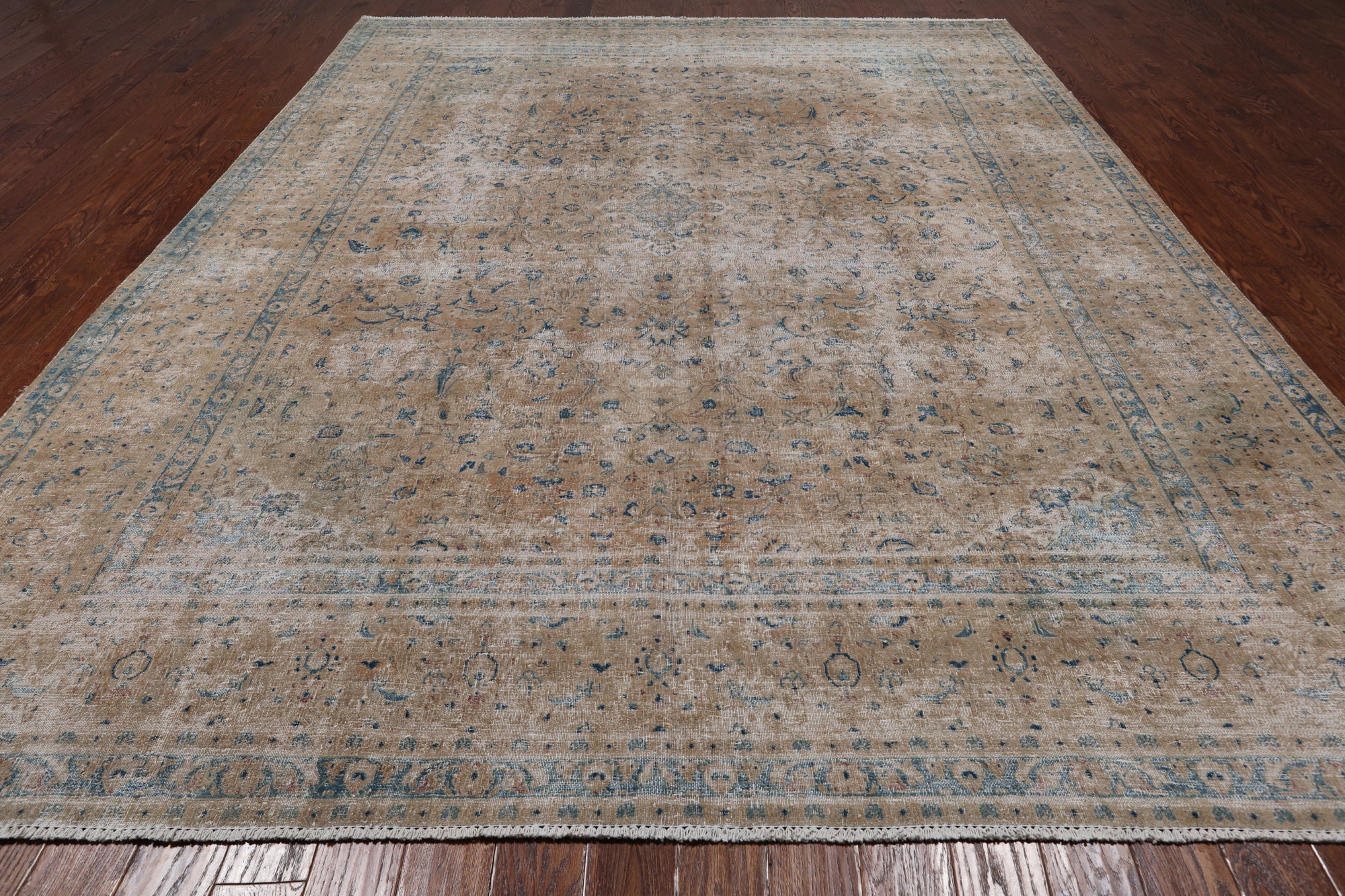 SUPER SALE Persian Vintage White Wash Hand Knotted Wool Rug - 9' 8" X 12' 5"
