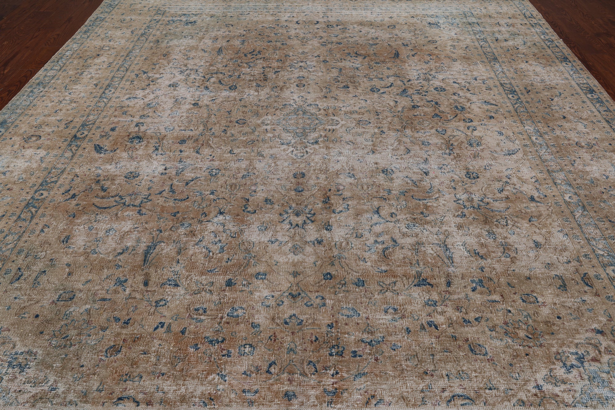 SUPER SALE Persian Vintage White Wash Hand Knotted Wool Rug - 9' 8" X 12' 5"