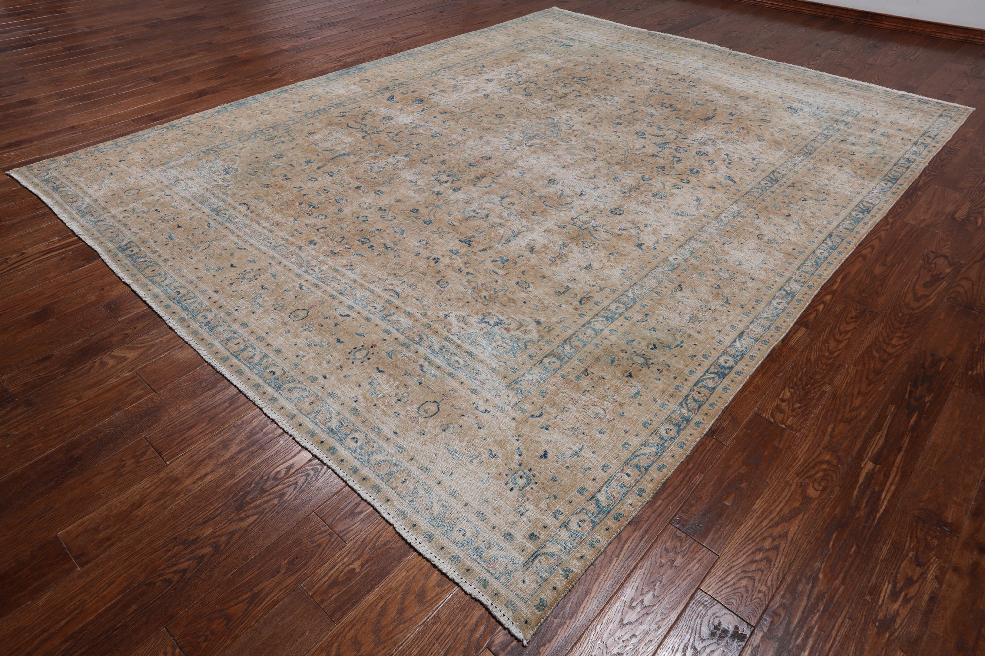 SUPER SALE Persian Vintage White Wash Hand Knotted Wool Rug - 9' 8" X 12' 5"