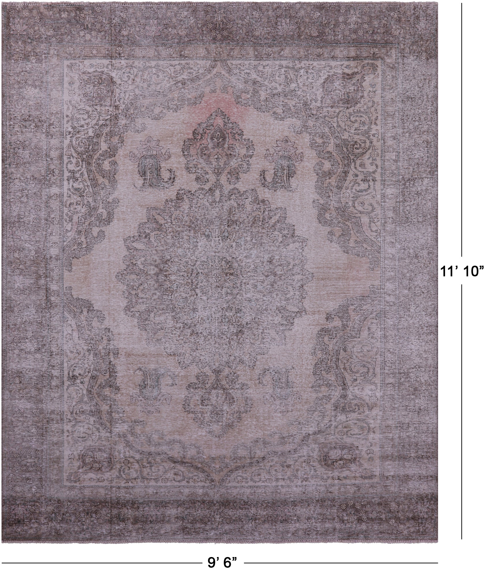 Ivory Persian Vintage White Wash Hand Knotted Wool Rug - 9' 6" X 11' 10" - Golden Nile