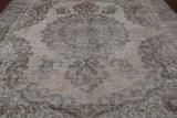 SUPER SALE Ivory Persian Vintage White Wash Hand Knotted Wool Rug - 9' 6" X 11' 10"