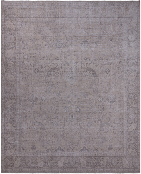 SUPER SALE Ivory Persian Vintage White Wash Handmade Wool Rug - 9' 8" X 12' 2"