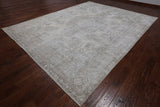 SUPER SALE Ivory Persian Vintage White Wash Handmade Wool Rug - 9' 7" X 12' 8"