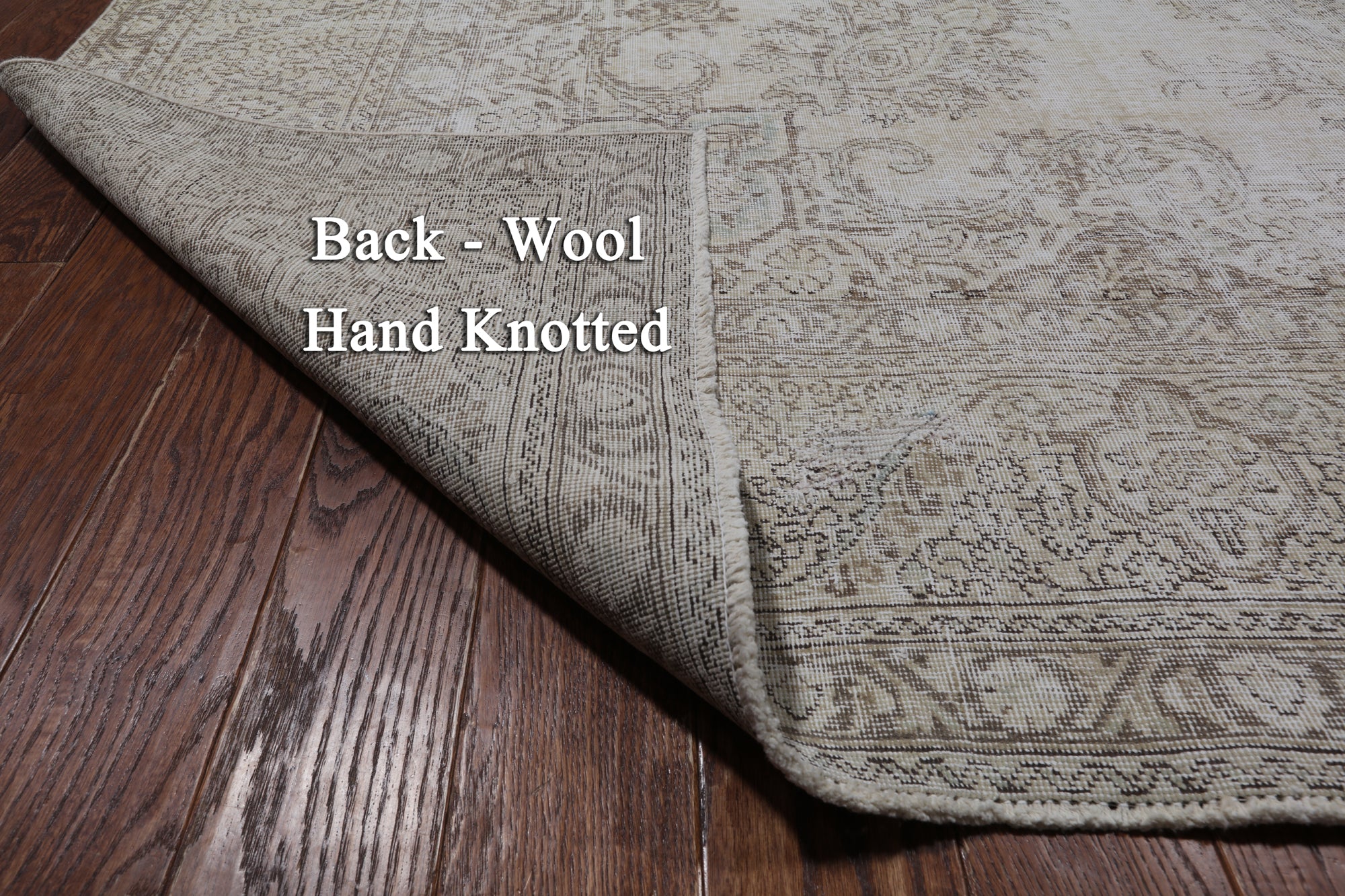 SUPER SALE Ivory Persian Vintage White Wash Handmade Wool Rug - 9' 7" X 12' 8"