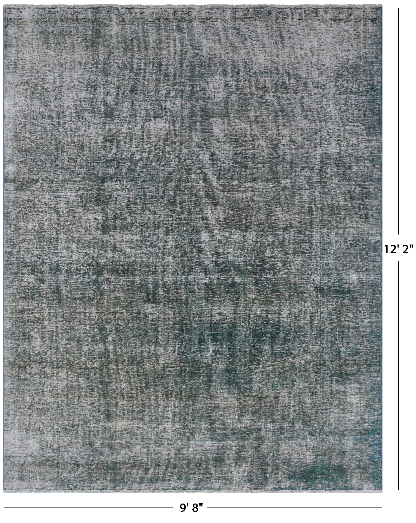 Green Persian Overdyed Hand Knotted Wool Rug - 9' 8" X 12' 2" - Golden Nile