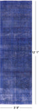 Blue Persian Overdyed Hand Knotted Wool Runner Rug - 3' 9" X 12' 1" - Golden Nile