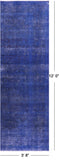 Blue Persian Overdyed Hand Knotted Wool Runner Rug - 3' 8" X 12' 0" - Golden Nile