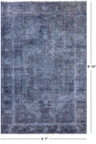 Blue Persian Overdyed Hand Knotted Wool Rug - 6' 7" X 9' 10" - Golden Nile