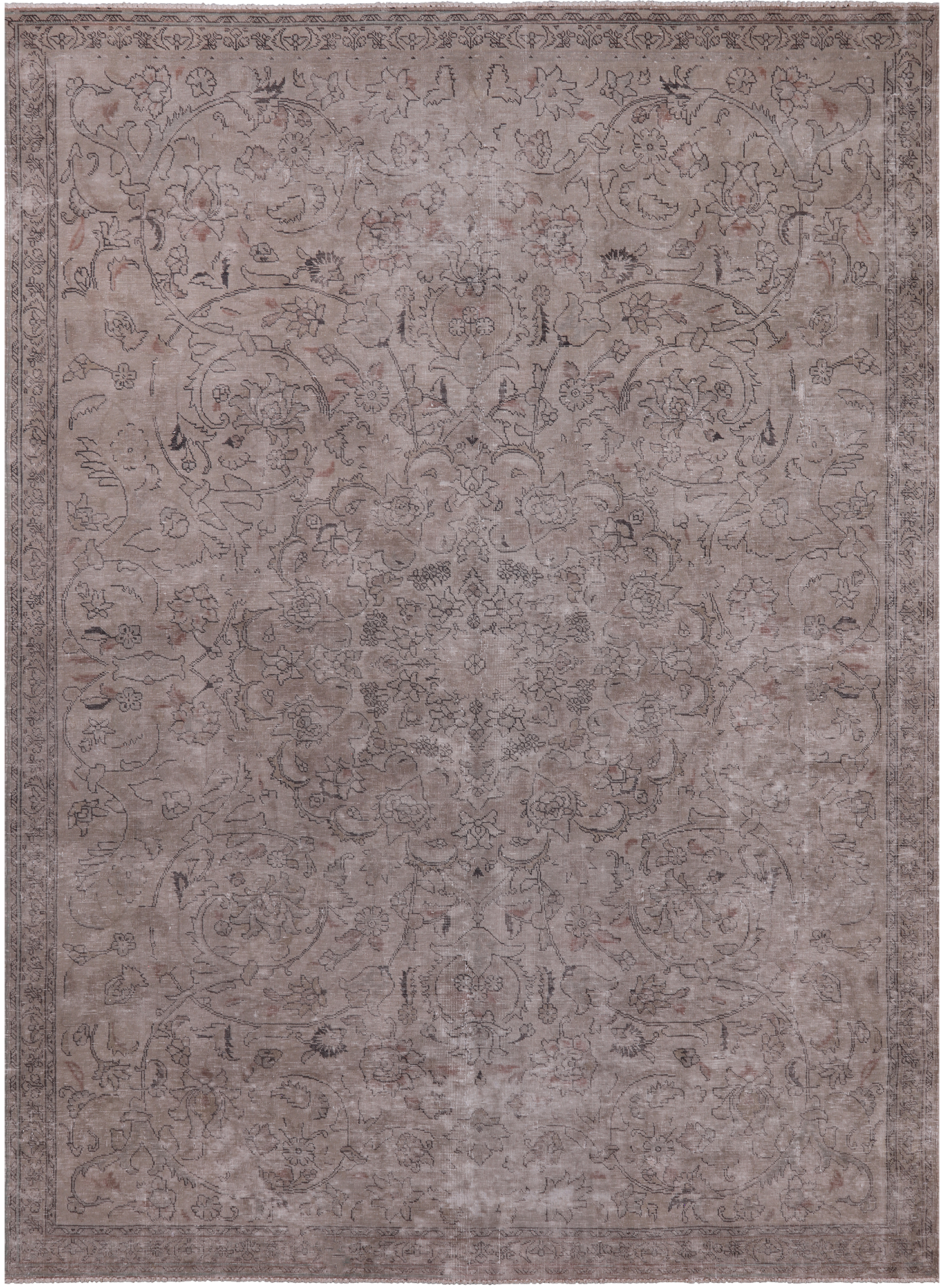 SUPER SALE Ivory Persian Vintage White Wash Hand Knotted Wool Rug - 7' 1" X 9' 10"