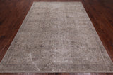 SUPER SALE Ivory Persian Vintage White Wash Hand Knotted Wool Rug - 7' 1" X 9' 10"