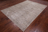 SUPER SALE Ivory Persian Vintage White Wash Hand Knotted Wool Rug - 7' 1" X 9' 10"