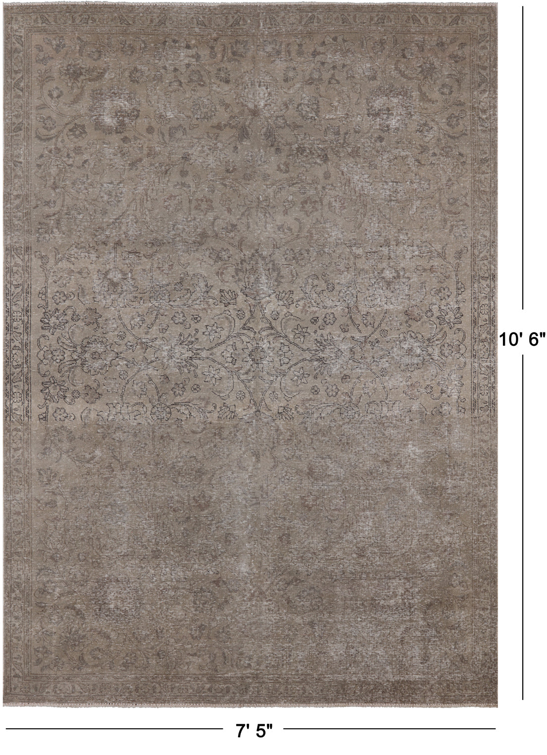 SUPER SALE Persian Vintage White Wash Hand Knotted Wool Rug - 7' 5" X 10' 6"