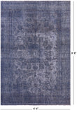 Blue Persian Overdyed Hand Knotted Wool Rug - 6' 6" X 9' 8" - Golden Nile