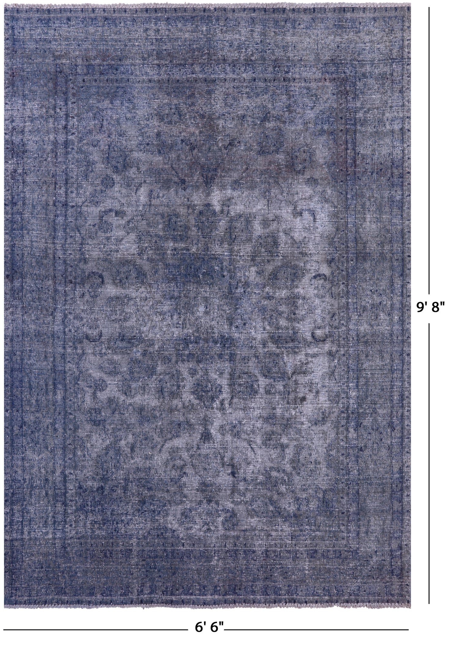 Blue Persian Overdyed Hand Knotted Wool Rug - 6' 6" X 9' 8" - Golden Nile