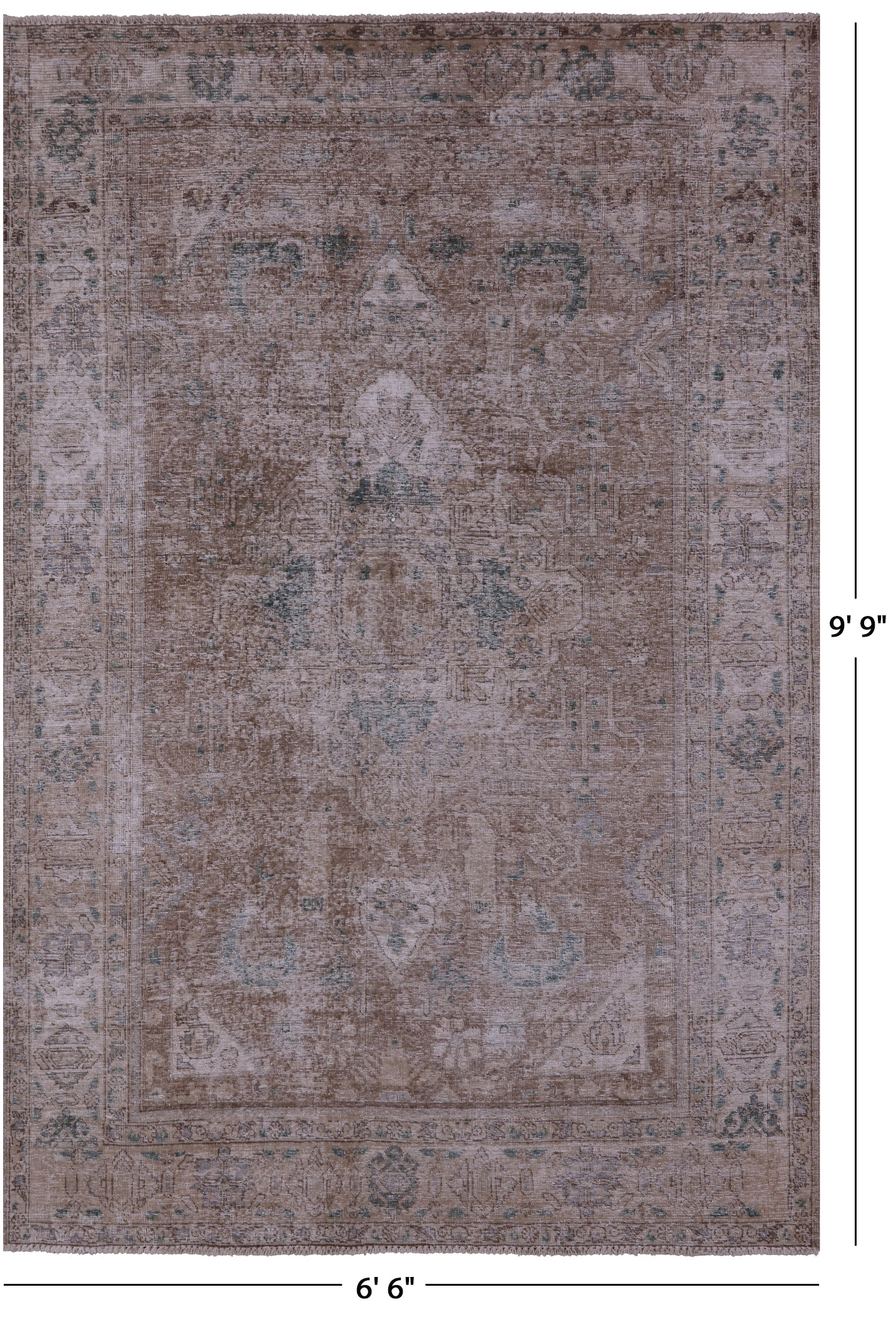 Persian Vintage White Wash Hand Knotted Wool Rug - 6' 6" X 9' 9" - Golden Nile
