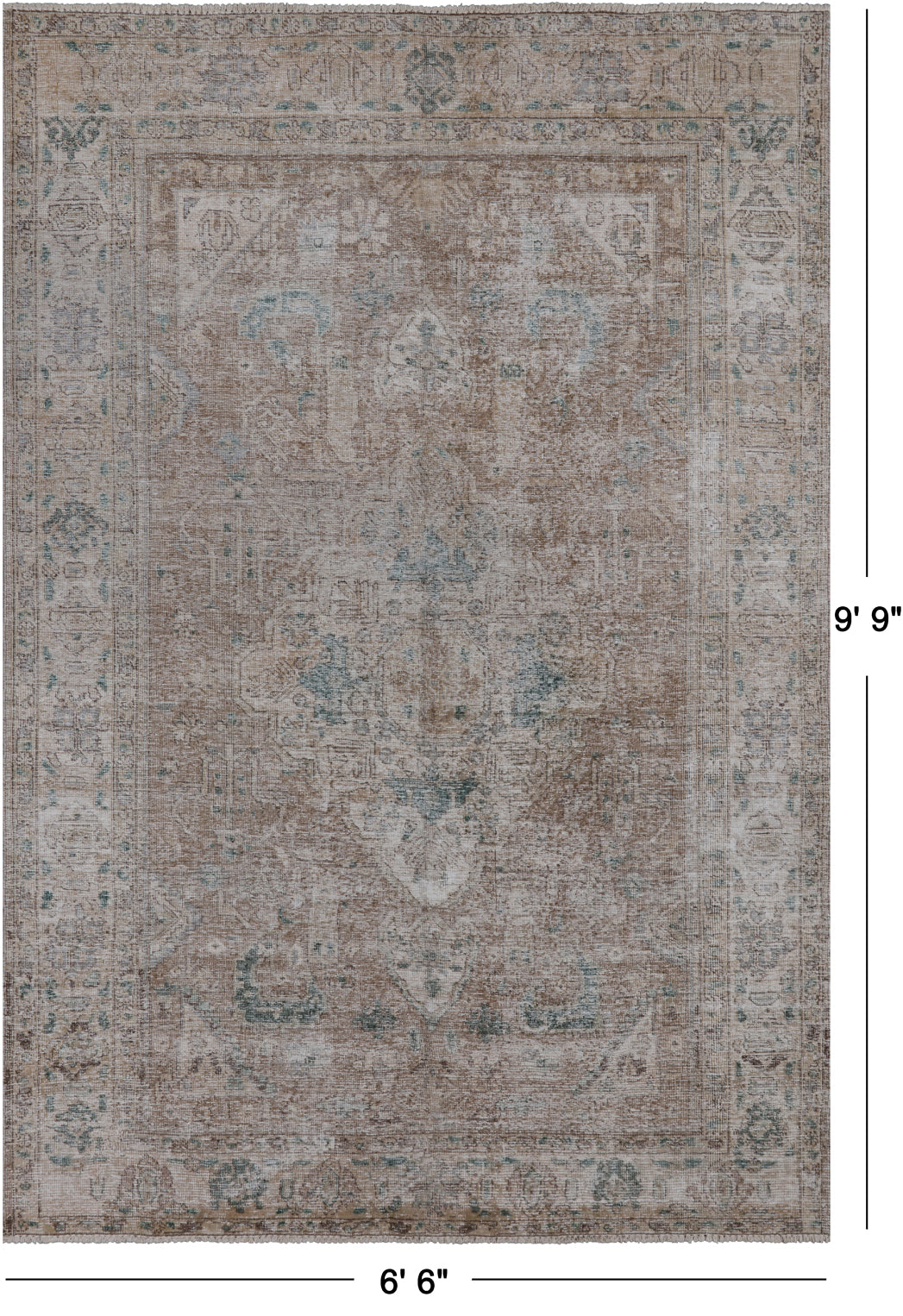 SUPER SALE Persian Vintage White Wash Hand Knotted Wool Rug - 6' 6" X 9' 9"