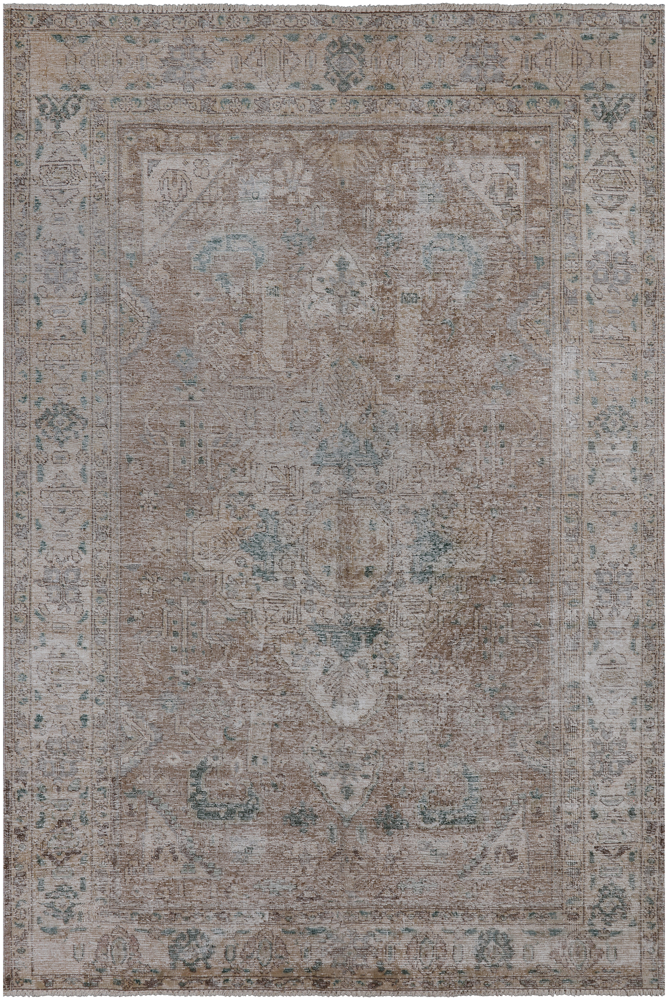 SUPER SALE Persian Vintage White Wash Hand Knotted Wool Rug - 6' 6" X 9' 9"