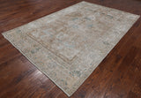 SUPER SALE Persian Vintage White Wash Hand Knotted Wool Rug - 6' 6" X 9' 9"