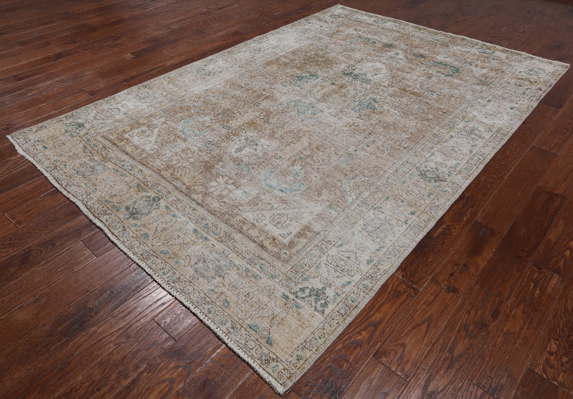 SUPER SALE Persian Vintage White Wash Hand Knotted Wool Rug - 6' 6" X 9' 9"