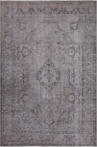 SUPER SALE Ivory Persian Vintage White Wash Hand Knotted Wool Rug - 6' 7" X 9' 9"