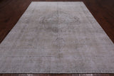 SUPER SALE Ivory Persian Vintage White Wash Hand Knotted Wool Area Rug - 8' 10" X 12' 0"
