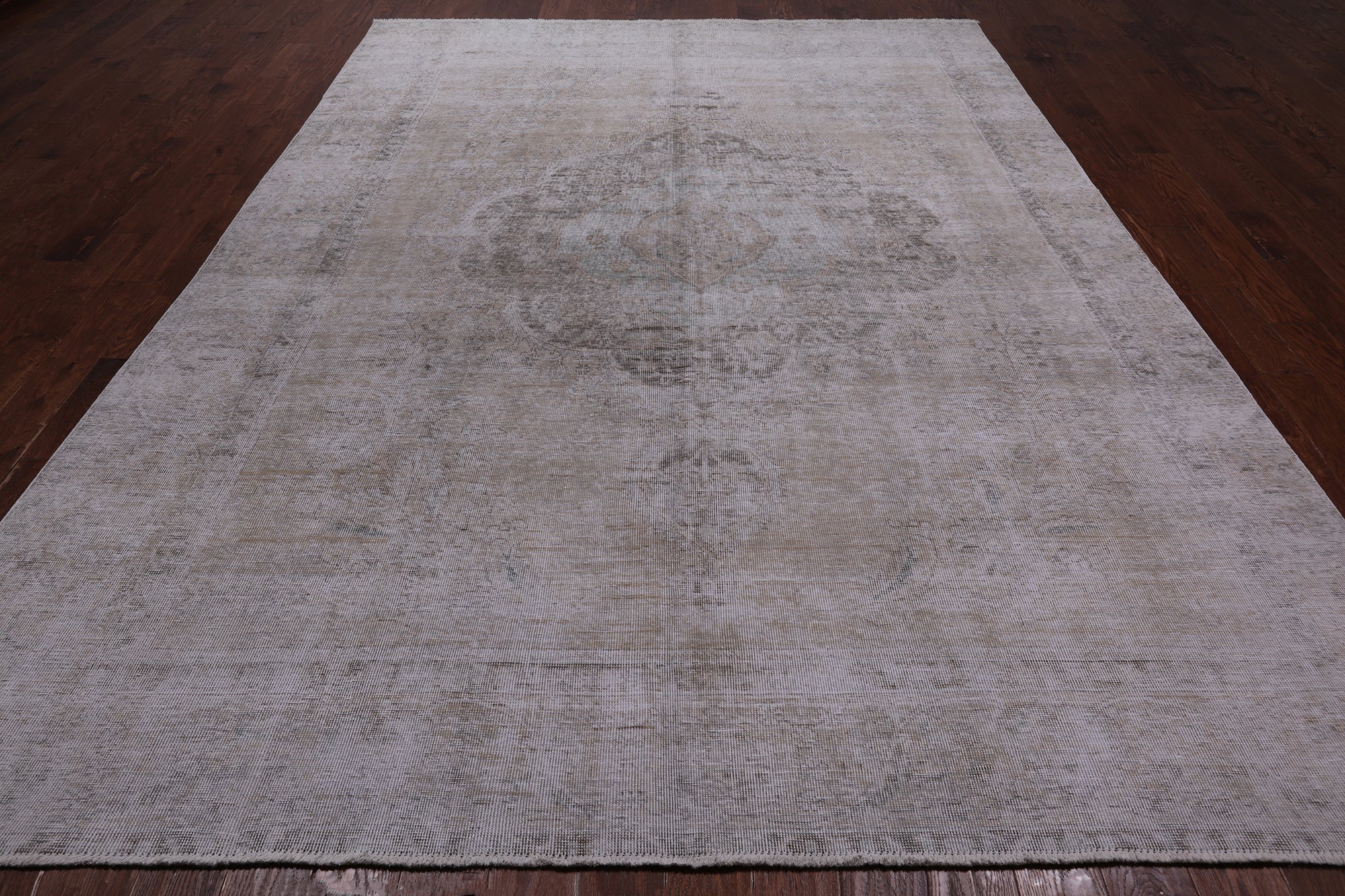 SUPER SALE Ivory Persian Vintage White Wash Hand Knotted Wool Area Rug - 8' 10" X 12' 0"