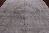 SUPER SALE Ivory Persian Vintage White Wash Hand Knotted Wool Area Rug - 8' 10" X 12' 0"