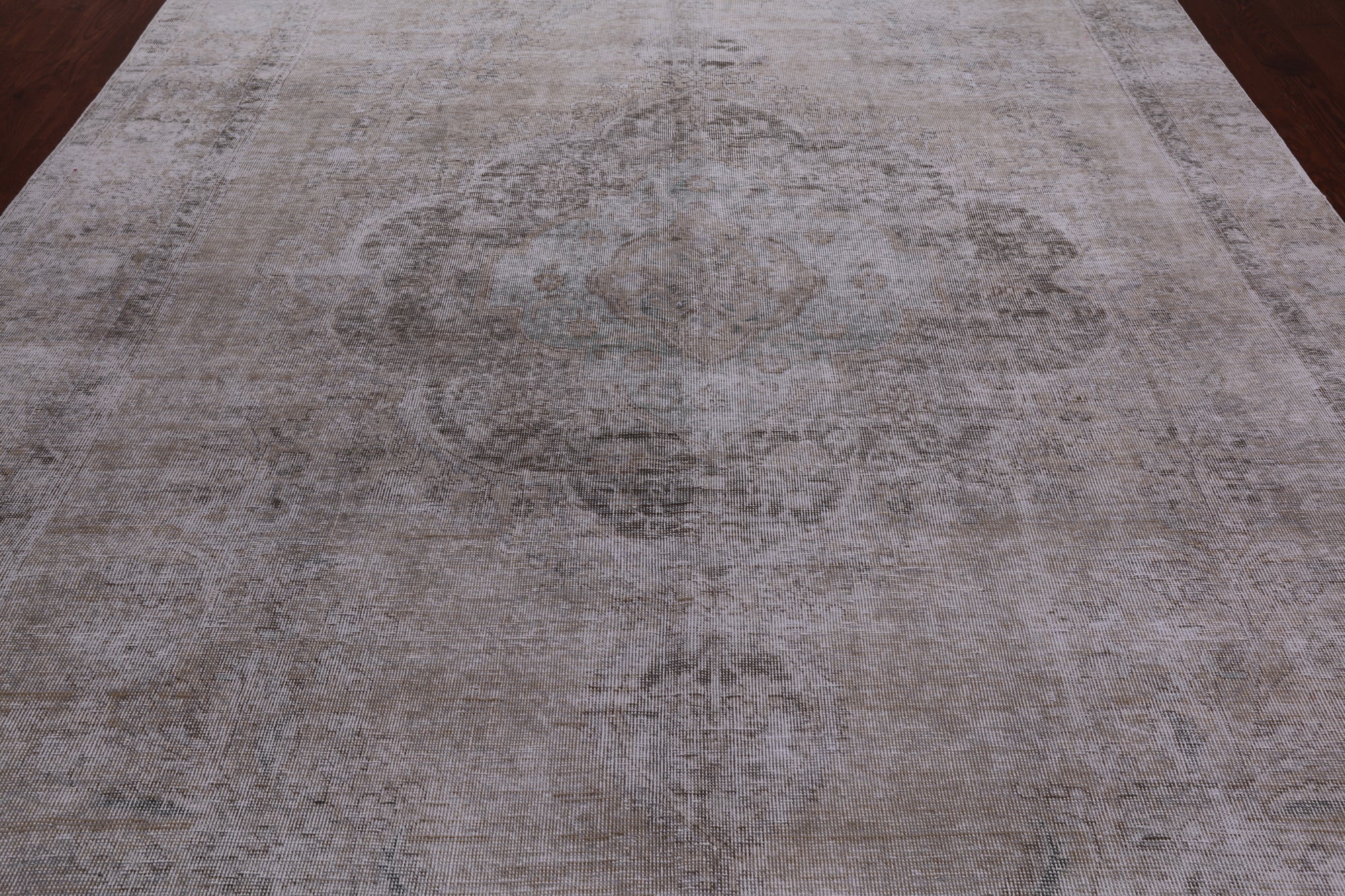 SUPER SALE Ivory Persian Vintage White Wash Hand Knotted Wool Area Rug - 8' 10" X 12' 0"