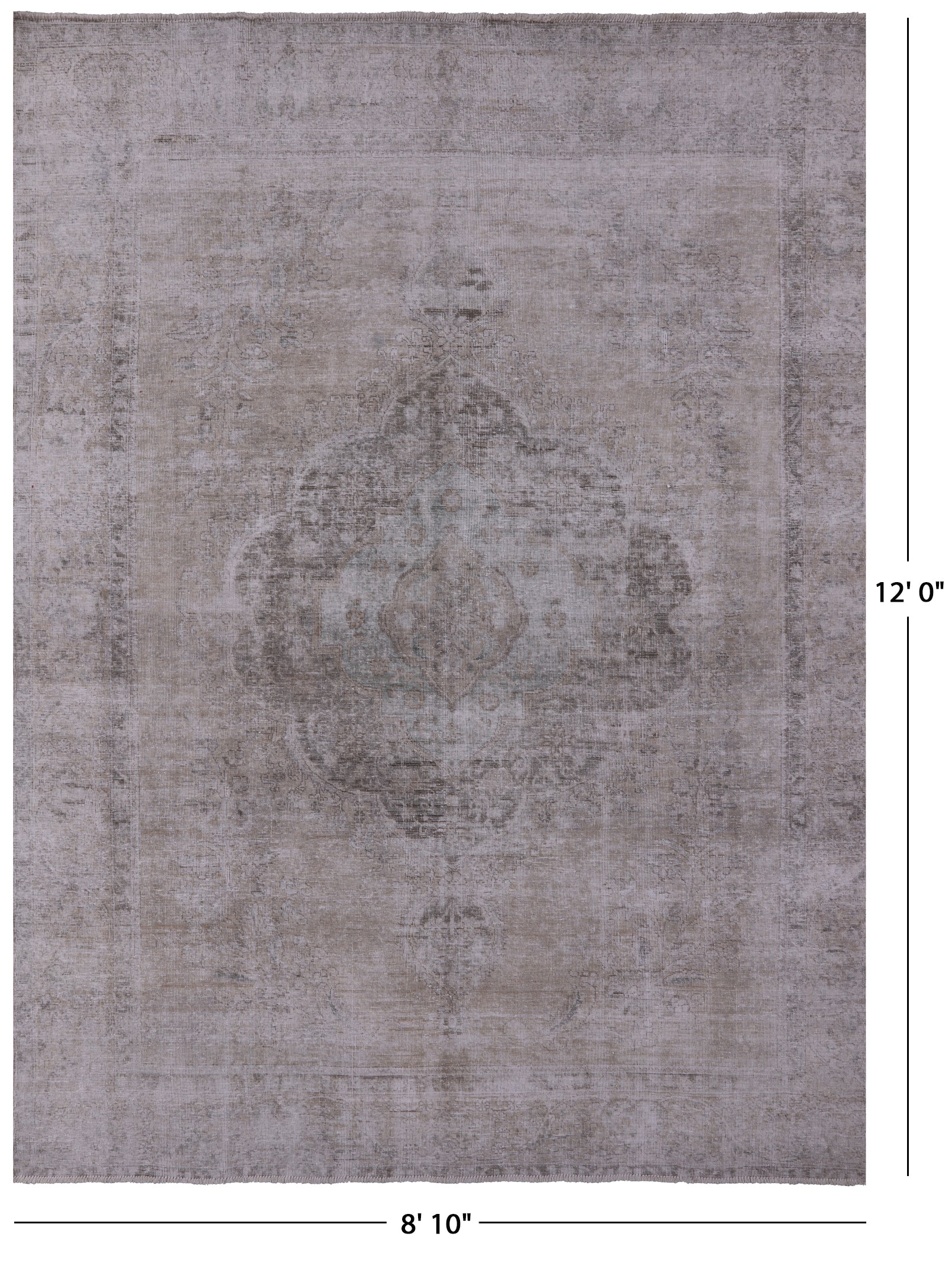 Ivory Persian Vintage White Wash Hand Knotted Wool Area Rug - 8' 10" X 12' 0" - Golden Nile