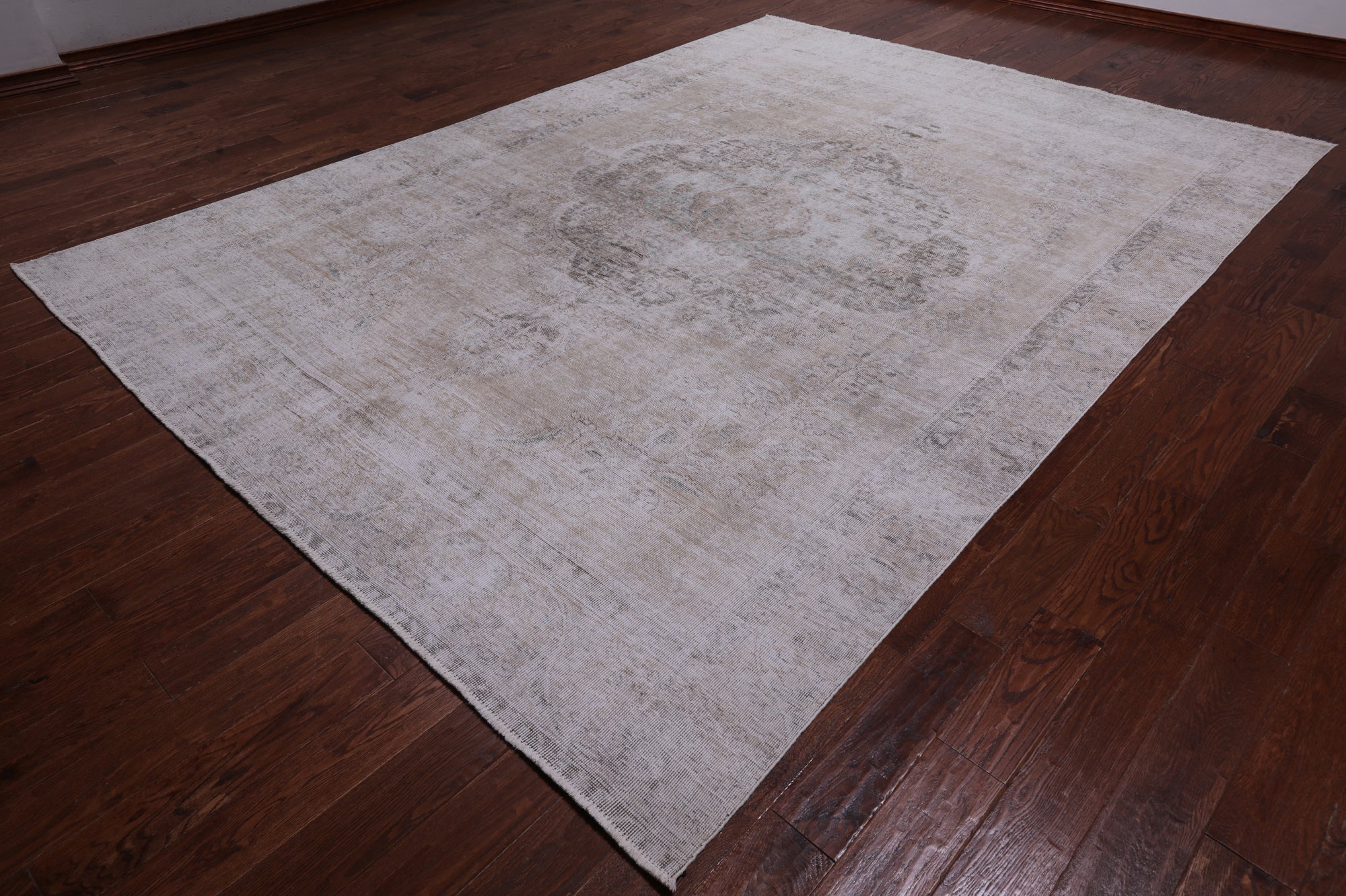 SUPER SALE Ivory Persian Vintage White Wash Hand Knotted Wool Area Rug - 8' 10" X 12' 0"